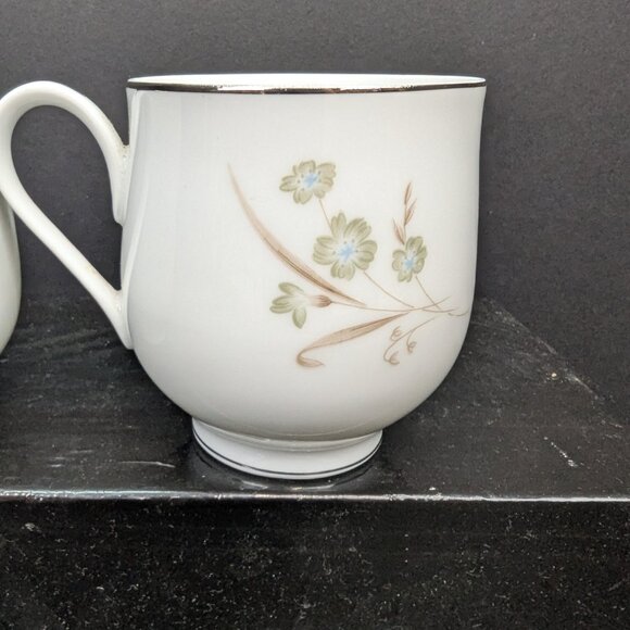 Sango Odette Pattern 6266 Porcelain 6 Oz Flat Teacup Green Blue Floral - Picture 5 of 8